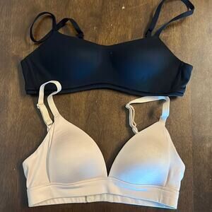 Auden Lightly Lined Wirefree Bras Tan and Black 32/34A